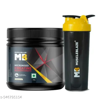 MuscleBlaze Micronized Creatine Monohydrate Powder, Unflavoured (83 Servings, 250g) with Shaker | Pack of 2 | Trustified Certified Creatine
